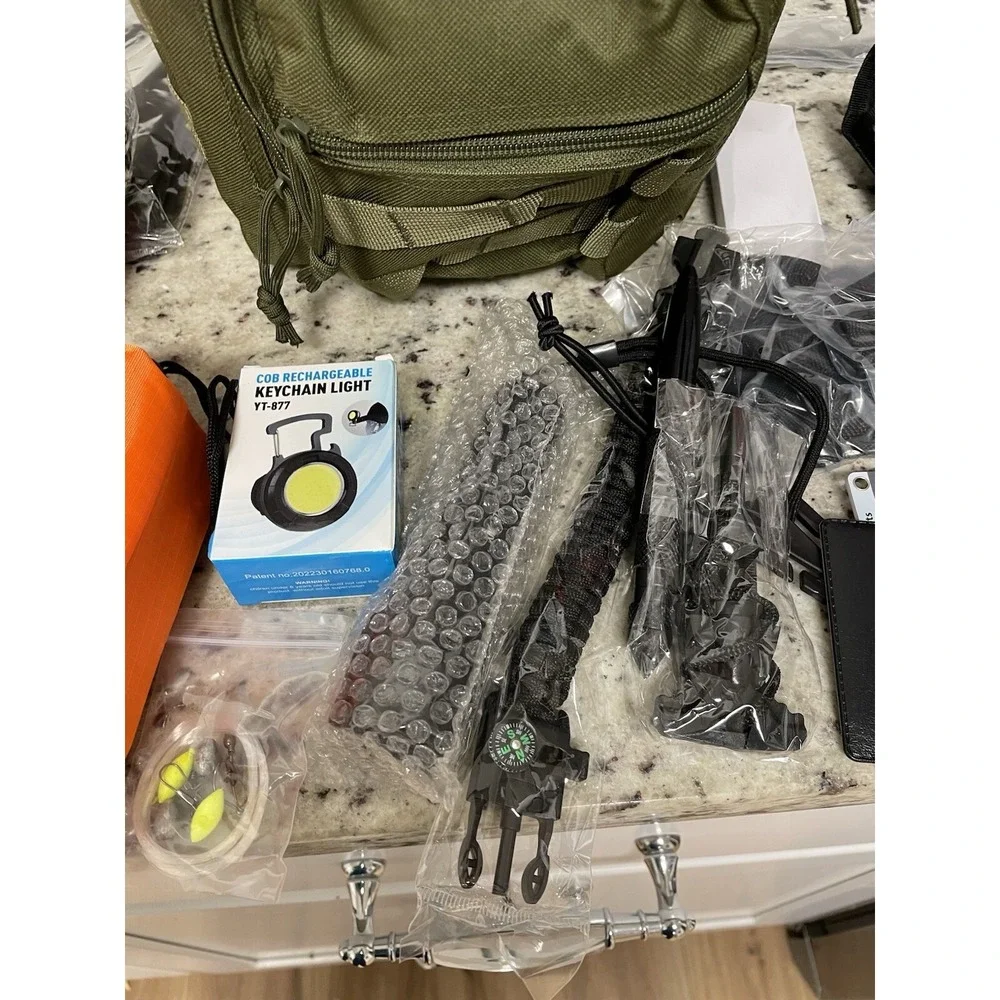 Tactical Bag W/Home Emergency  Azzcony  Survive Kit Supply's 27 Ps 1 Person New